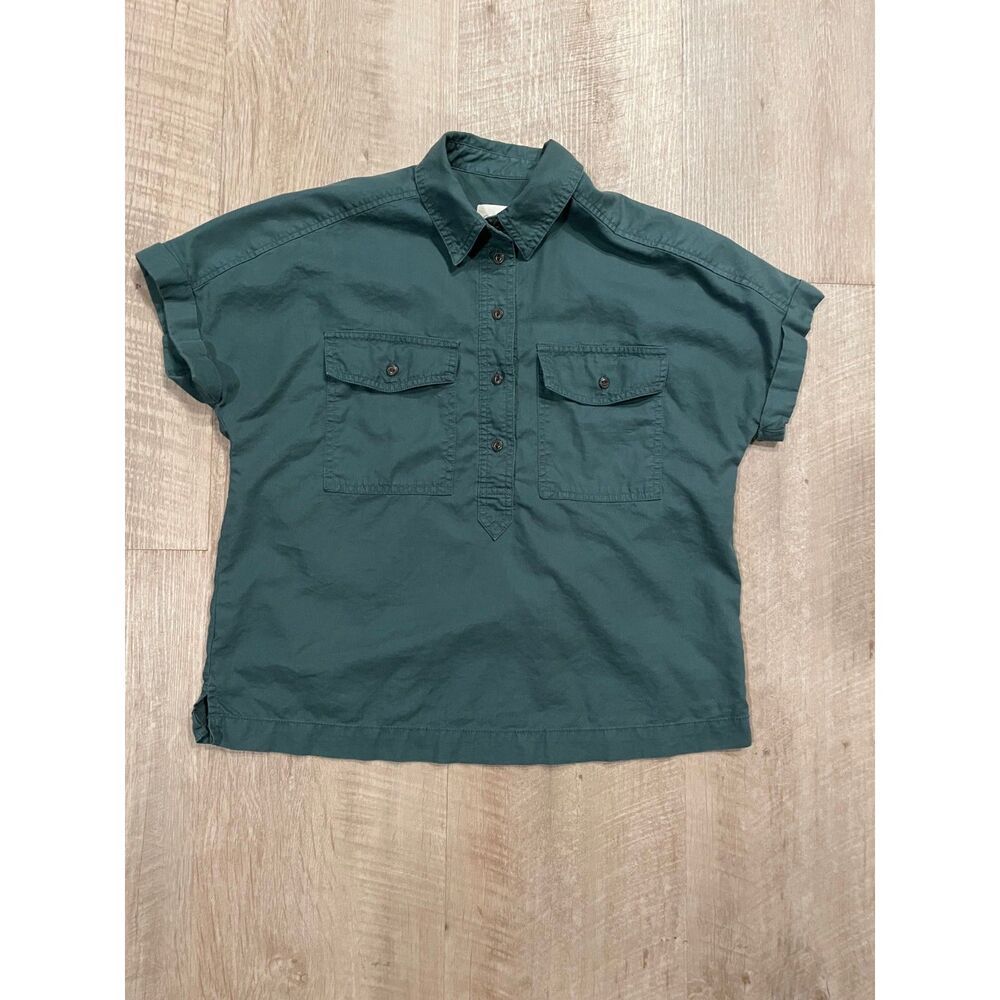 Universal Thread Green Boxy Oversized Collared Popover Shirt, size XS